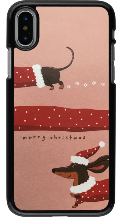 iPhone X / Xs Case Hülle - Christmas 25 Teckel Merry Xmas