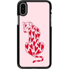 iPhone X / Xs Case Hülle - Leopard with hearts 2026