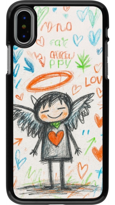 Coque iPhone X / Xs - Little Angel Sketch Love
