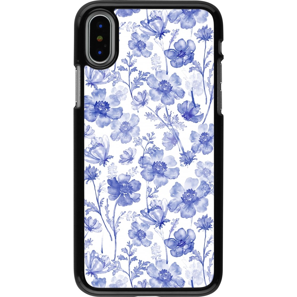iPhone X / Xs Case Hülle - Spring 23 watercolor blue flowers