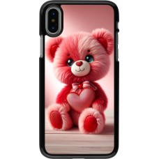 iPhone X / Xs Case Hülle - Valentin 2024 Rosaroter Teddybär