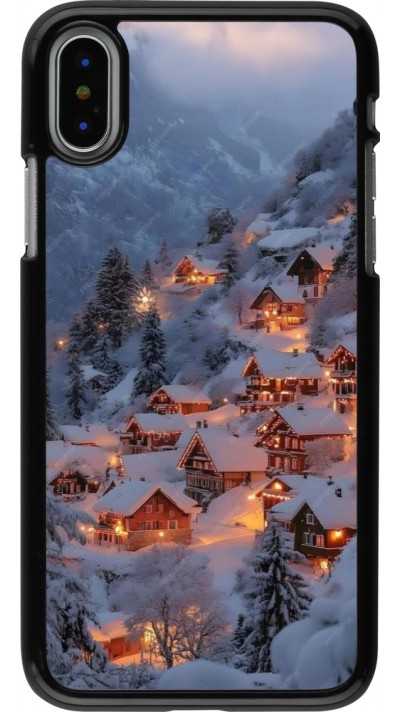 iPhone X / Xs Case Hülle - Winter 25 Winter snowy village