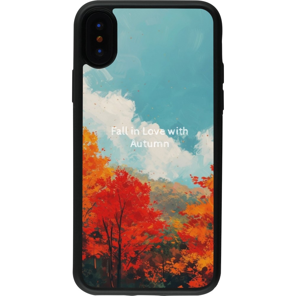 iPhone X / Xs Case Hülle - Silikon schwarz Autumn 25 Fall in love