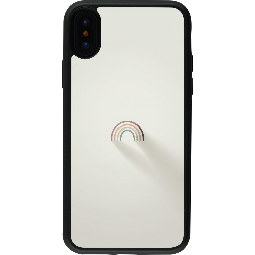 iPhone X / Xs Case Hülle - Silikon schwarz Mini Regenbogen Minimal
