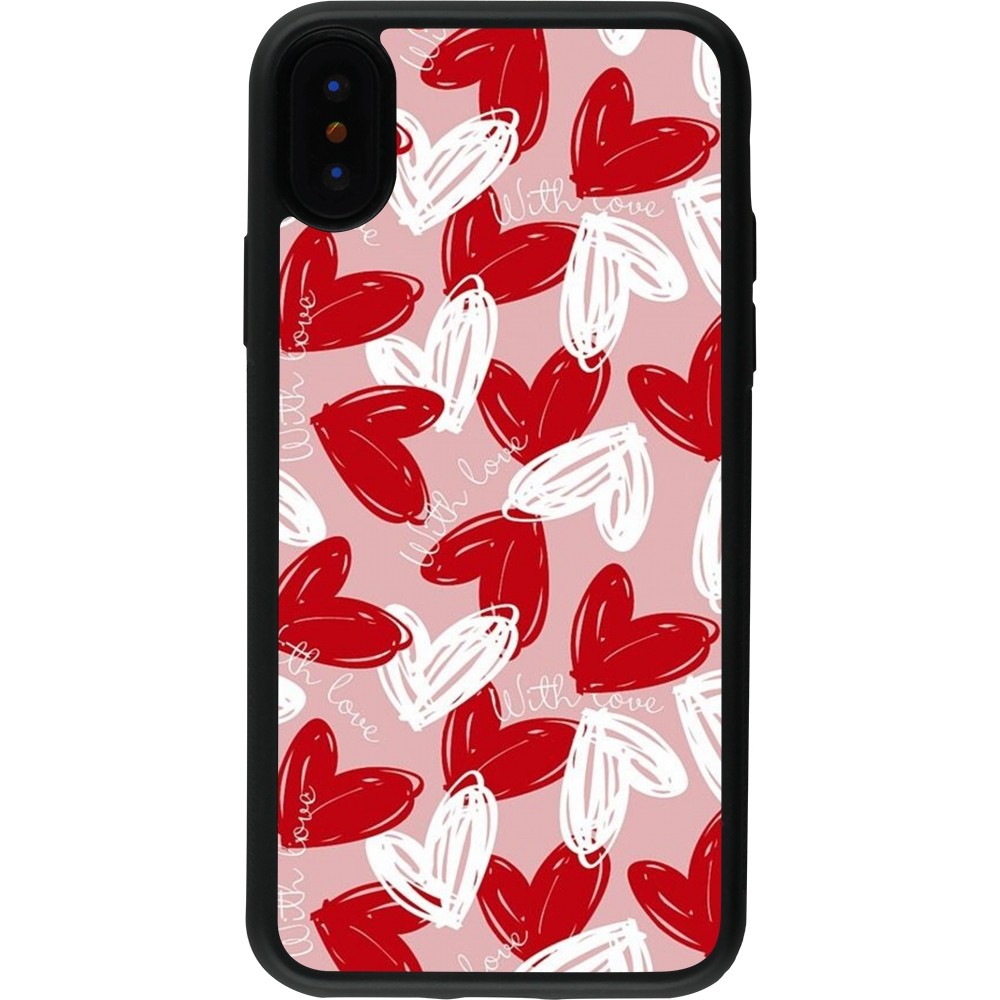 iPhone X / Xs Case Hülle - Silikon schwarz Valentine 2024 with love heart