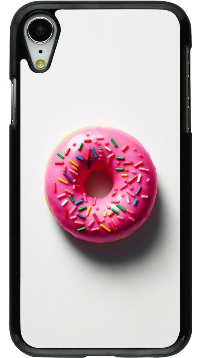 iPhone XR Case Hülle - Weisser Hintergrund, pinker Donut