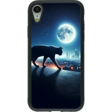 iPhone XR Case Hülle - Silikon schwarz Schwarze Katze unter dem Vollmond