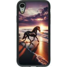 iPhone XR Case Hülle - Silikon schwarz Pferd majestätisch Strand