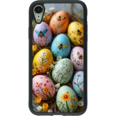 iPhone XR Case Hülle - Silikon schwarz Easter 2026 Eggs with bees