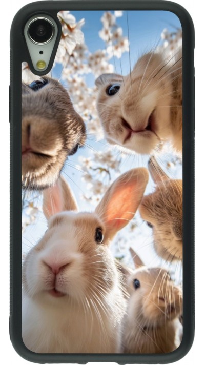 iPhone XR Case Hülle - Silikon schwarz Easter 2026 Rabbits