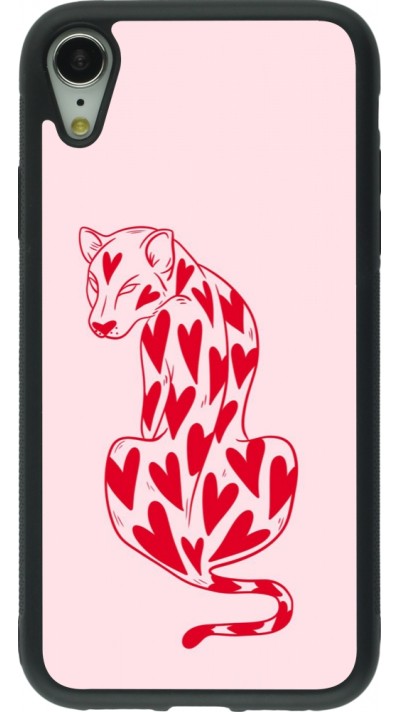 iPhone XR Case Hülle - Silikon schwarz Leopard with hearts 2026