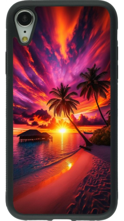 iPhone XR Case Hülle - Silikon schwarz Malediven Abenddämmerung Glückseligkeit