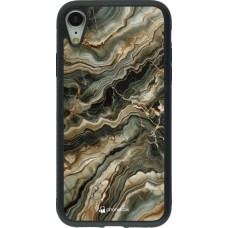 iPhone XR Case Hülle - Silikon schwarz Oliv Marmor