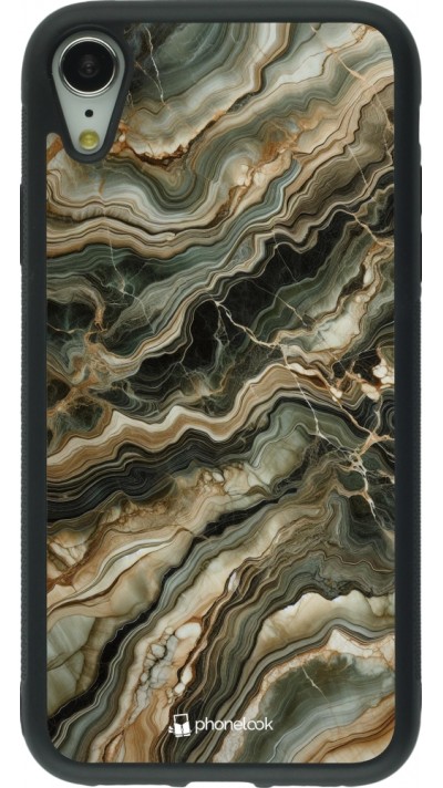 iPhone XR Case Hülle - Silikon schwarz Oliv Marmor