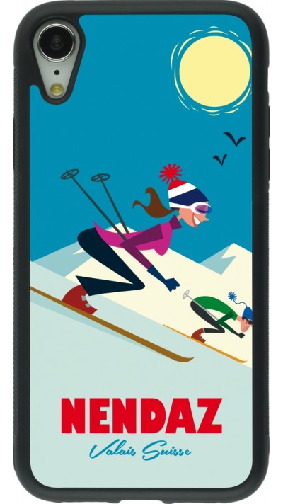 iPhone XR Case Hülle - Silikon schwarz Nendaz Ski Downhill