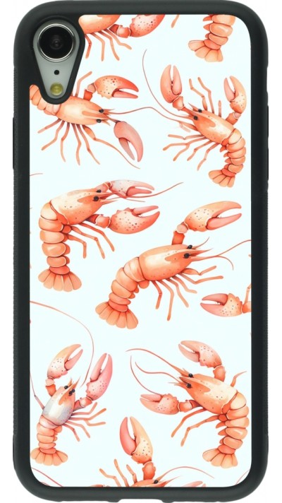 iPhone XR Case Hülle - Silikon schwarz Muster von pastellfarbenen Hummern