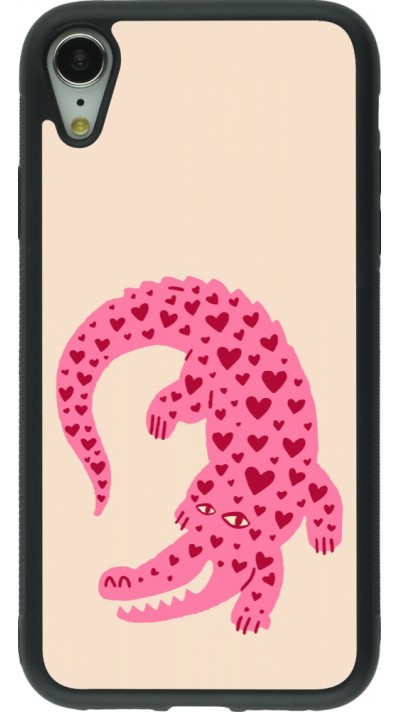 iPhone XR Case Hülle - Silikon schwarz Pink crocodile 2026
