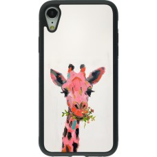 iPhone XR Case Hülle - Silikon schwarz Pink Girafe Paint