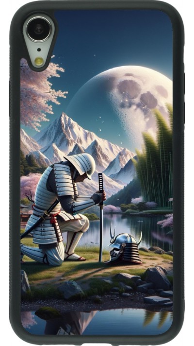 iPhone XR Case Hülle - Silikon schwarz Samurai Katana Mond