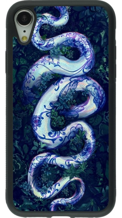 iPhone XR Case Hülle - Silikon schwarz Snake Blue Anaconda