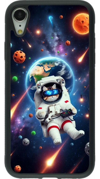 iPhone XR Case Hülle - Silikon schwarz VR SpaceCat Odyssee