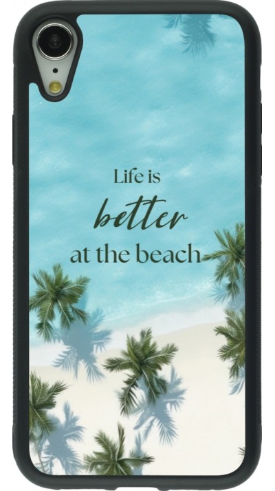 iPhone XR Case Hülle - Silikon schwarz Summer 2025 Life is better at the beach