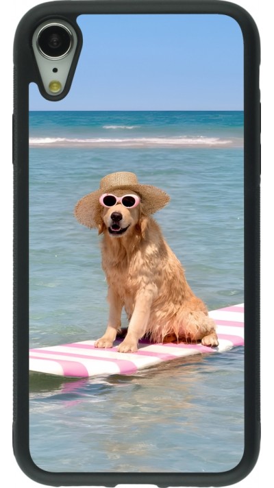 iPhone XR Case Hülle - Silikon schwarz Summer Dog on Paddle