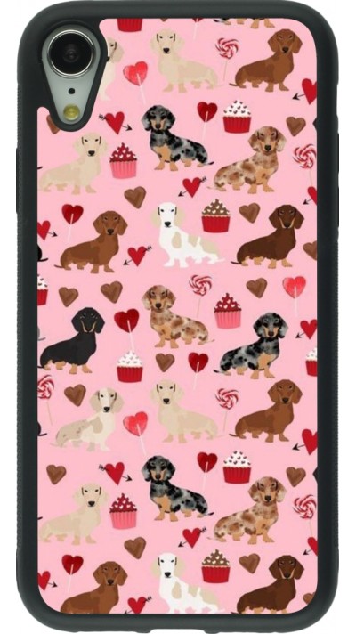 iPhone XR Case Hülle - Silikon schwarz Valentine 2024 puppy love
