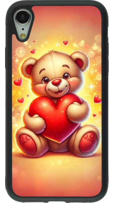 iPhone XR Case Hülle - Silikon schwarz Valentin 2024 Teddy Liebe