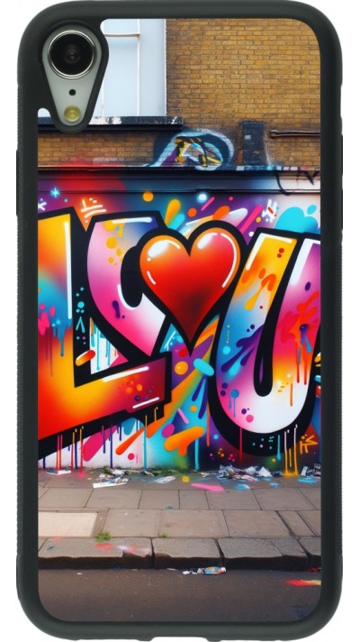 iPhone XR Case Hülle - Silikon schwarz Valentin 2025 Liebe U Tag