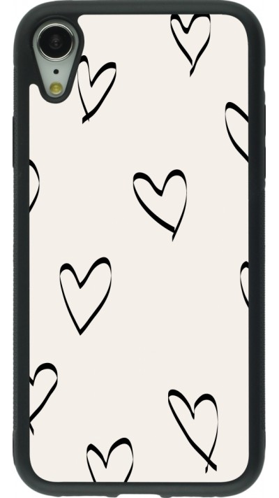 iPhone XR Case Hülle - Silikon schwarz Valentine 2023 minimalist hearts