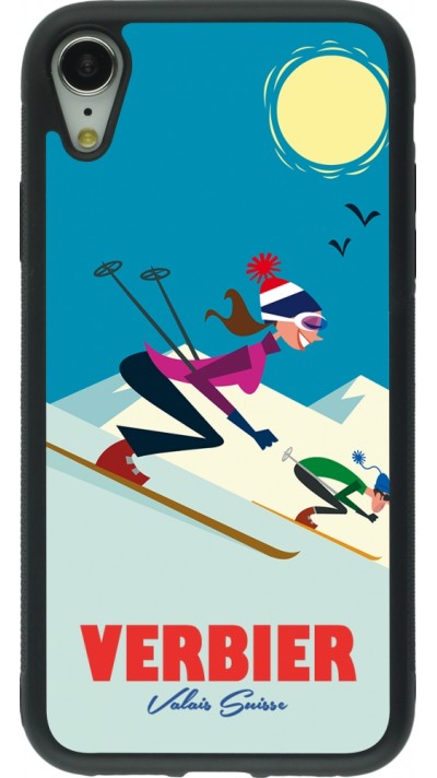 iPhone XR Case Hülle - Silikon schwarz Verbier Ski Downhill