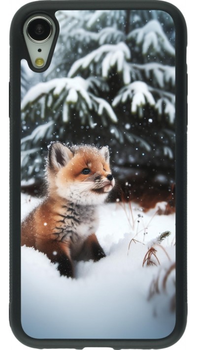 iPhone XR Case Hülle - Silikon schwarz Weihnachten 2023 Fuechslein Tanne