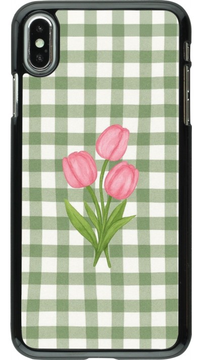 Coque iPhone Xs Max - Green vichy tulips Spring 2026