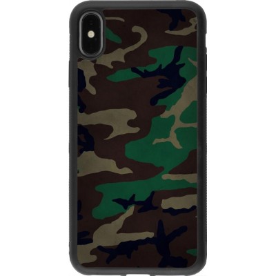 Coque iPhone Xs Max - Silicone rigide noir Camouflage 3