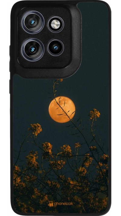 Coque Motorola Moto S50 - Silicone rigide noir Moon Flowers