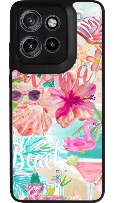 Coque Motorola Moto S50 - Silicone rigide noir Preppy Collage Aloha