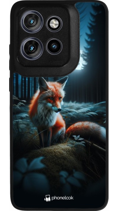 Coque Motorola Moto S50 - Silicone rigide noir Renard lune forêt