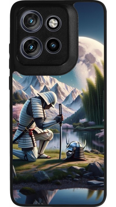 Coque Motorola Moto S50 - Silicone rigide noir Samurai Katana Lune