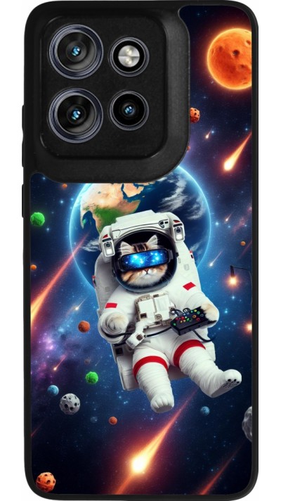 Coque Motorola Moto S50 - Silicone rigide noir VR SpaceCat Odyssey