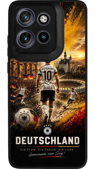 Coque Motorola Moto S50 - Silicone rigide noir Football Allemagne splash 2026