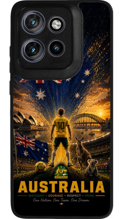 Coque Motorola Moto S50 - Silicone rigide noir Football Australie splash 2026