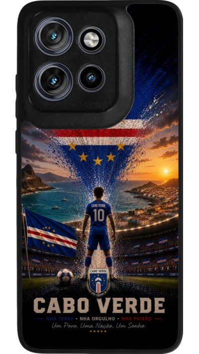 Coque Motorola Moto S50 - Silicone rigide noir Football Cap-Vert splash 2026