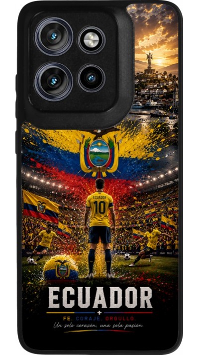 Coque Motorola Moto S50 - Silicone rigide noir Football Équateur splash 2026