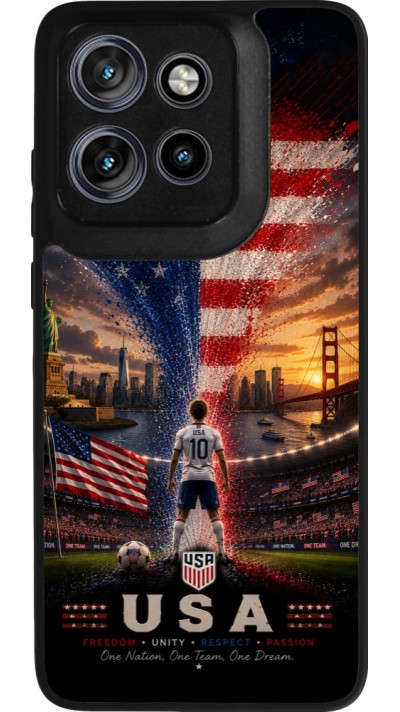Coque Motorola Moto S50 - Silicone rigide noir Football États-Unis splash 2026
