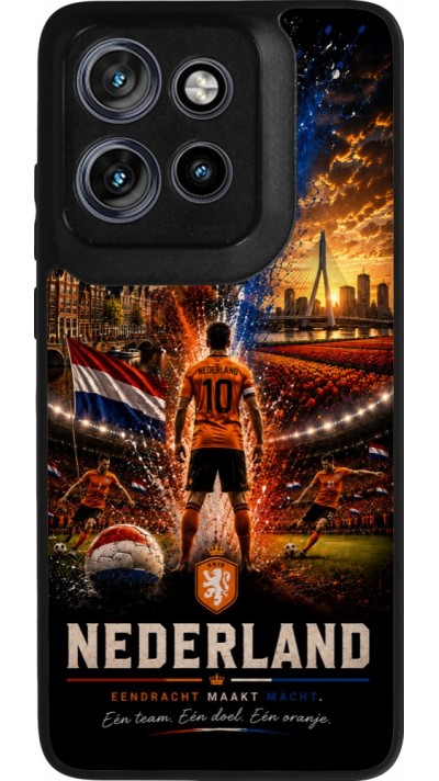 Coque Motorola Moto S50 - Silicone rigide noir Football Pays-Bas splash 2026