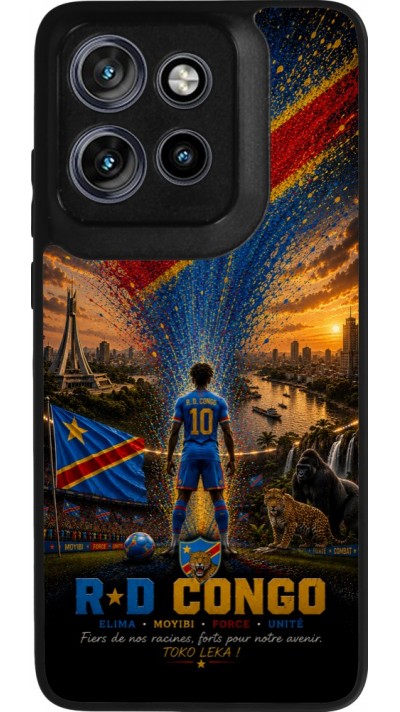 Coque Motorola Moto S50 - Silicone rigide noir Football République démocratique du Congo splash 2026