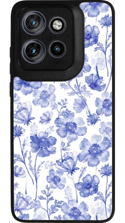 Coque Motorola Moto S50 - Silicone rigide noir Spring 23 watercolor blue flowers