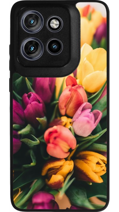 Coque Motorola Moto S50 - Silicone rigide noir Bouquet of tulips Spring 2026