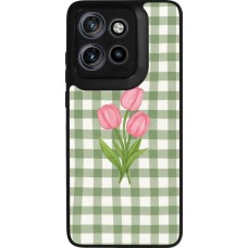 Motorola Moto S50 Case Hülle - Silikon schwarz Green vichy tulips Spring 2026